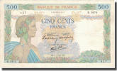 Frankreich 500 Francs 500 F 1940-1944 ''La Paix'', 1941-01-09, SS -