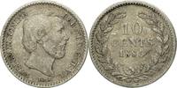 Niederlande 10 Cents Münze, William III, SS, Silber, KM:80 -