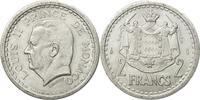 Monaco 2 Francs Münze, Louis II, Undated (1943), VZ, Aluminium, KM:121 -