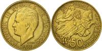 Monaco 50 Francs, Cinquante Münze, Rainier III, VZ, Aluminum-Bronze -