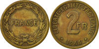 Frankreich 2 Francs Münze, France Libre, Philadelphia, SS, Messing -