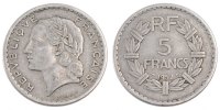 Frankreich 5 Francs Münze, Lavrillier, Paris, SS, Aluminium -