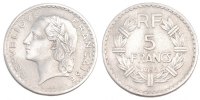 Frankreich 5 Francs Münze, Lavrillier, Paris, SS, Aluminium -
