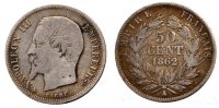 Frankreich 50 Centimes Münze, Napoleon III, Napoléon III, Paris, S+ -