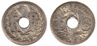 Frankreich 25 Centimes Münze, Lindauer, VZ, Nickel, KM:867, Gadoury:379 -