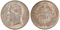 Frankreich 50 Centimes Münze, Napoleon III, Napoléon III, Paris, VZ -