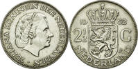 Niederlande 2-1/2 Gulden Münze, Juliana, SS+, Silber, KM:185 -