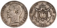 Frankreich 5 Francs Münze, Napoleon III, Napoléon III, Lyon, S+ -