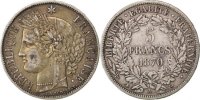 Frankreich 5 Francs Münze, Cérès, Paris, SS, Silber, Gadoury:743 -