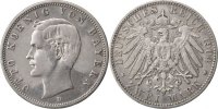Deutsch Staaten 2 Mark Münze, BAVARIA, Otto, Munich, SS, Silber, KM:913 -