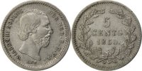Niederlande 5 Cents Münze, William III, SS+, Silber, KM:91 -