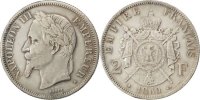 Frankreich 2 Francs Münze, Napoleon III, Napoléon III, Paris, SS -