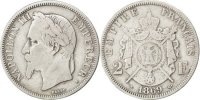 Frankreich 2 Francs Münze, Napoleon III, Napoléon III, Paris, S+ -