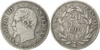 Frankreich 20 Centimes Münze, Napoleon III, Napoléon III, Paris, S+ -