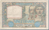 Frankreich 20 Francs Science et Travail, 1940-10-17, SS, Fayette:12.9, KM:92b -