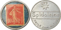 Frankreich 10 Centimes Münze, Spidoléine - Huile pour autos, Timbre-Monnaie -