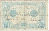 Frankreich 5 Francs 5 F 1912-1917 ''Bleu'', 1915-08-08, S, Fayette:2.30 -