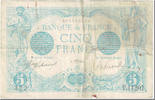Frankreich 5 Francs Bleu, 1916-04-05, SGE, Fayette:2.38, KM:70 -