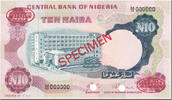 Nigeria 10 Naira Geldschein, Undated (1973), Specimen, KM:17s, UNZ -