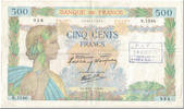 Frankreich 500 Francs La Paix, 1940-12-05, ANNULÉ, SS, Fayette:32.10 -