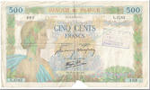 Frankreich 500 Francs La Paix, 1940-12-05, ANNULÉ, SGE, Fayette:32.18 -