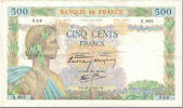 Frankreich 500 Francs La Paix, 1940-07-25, SS, Fayette:32.5, KM:95a -
