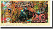 Kolumbien Tourist Banknote Geldschein, 20 CAFETEROS THE COFFE RAILROAD UNZ