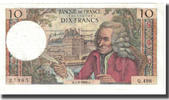 Frankreich 10 Francs Voltaire, 1969-08-07, VZ, Fayette:62.36, KM:147c -