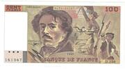 Frankreich 100 Francs Delacroix, D.259, VZ+, Fayette:69ter.02a, KM:154h -