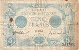 Frankreich 5 Francs Bleu, N.11786, SGE+, Fayette:2.39, KM:70 -