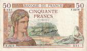 Frankreich 50 Francs Cérès, F.2276, SS+, Fayette:17.13, KM:81 -