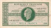Frankreich 1000 Francs Marianne, E 537615, VZ, Fayette:VF13.2, KM:107 -