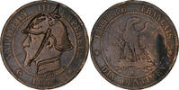 Frankreich 10 Centimes Napoleon III, Satirique, Strasbourg, Bronze, S+ -