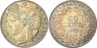 Frankreich 50 Centimes Cérès, Paris, Silber, VZ, Gadoury:419a -