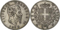 Italien 5 Lire Vittorio Emanuele II, Milan, Silber, SS, KM:8 -