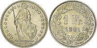 Schweiz 1 Franc Helvetia, Bern, Silber, VZ, KM:24 -