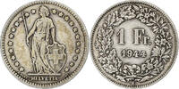 Schweiz 1 Franc Helvetia, Bern, Silber, VZ, KM:24 -