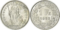 Schweiz 1 Franc Helvetia, Bern, Silber, VZ, KM:24 -