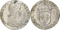 Frankreich 1/2 Écu à la mèche longue Louis XIV, Bayonne, Silber, SS -