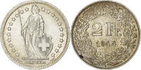 Schweiz 2 Francs Helvetia, Bern, Silber, VZ, KM:21 -