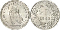 Schweiz 2 Francs Helvetia, Bern, Silber, VZ, KM:21 -