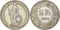 Schweiz 2 Francs Helvetia, Bern, Silber, VZ, KM:21 -