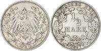 German Empire 1/2 Mark Wilhelm II, Muldenhütten, Silber, VZ, KM:17 -