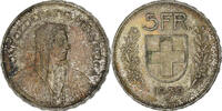 Schweiz 5 Francs Bern, Silber, SS, KM:40 -