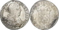 Frankreich 1/2 Écu à la mèche longue Louis XIV, Bayonne, Silber, S+ -
