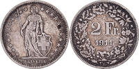 Schweiz 2 Francs Bern, Silber, S+, KM:21 -