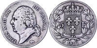 Frankreich 5 Francs Louis XVIII, Paris, Silber, S+, Gadoury:614 -