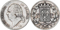 Frankreich 5 Francs Louis XVIII, Rouen, Silber, S+, Gadoury:614 -