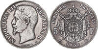 Frankreich 5 Francs Napoleon III, Paris, main ancre, Silber, SS -
