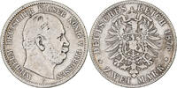 Deutsch Staaten 2 Mark PRUSSIA, Wilhelm I, Cleves, Silber, S+, KM:506 -